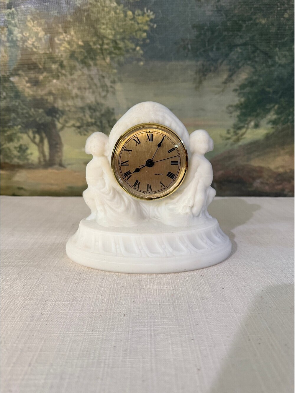 White Cherub Mantel Clock